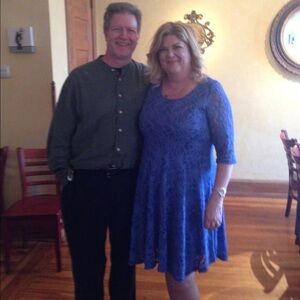 NWT Blue Floral Lace Skater Dress